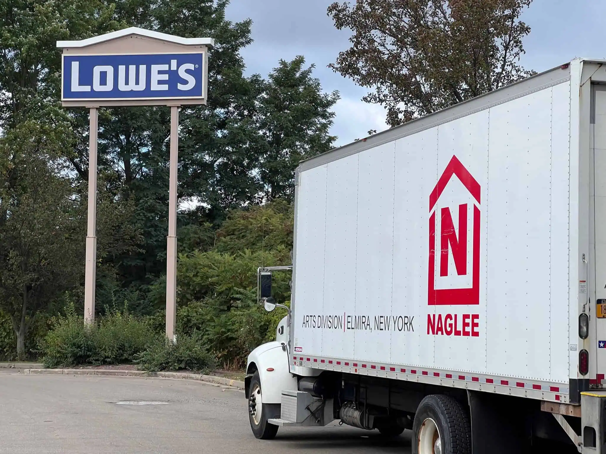 Naglee truck parked outside a Lowe's store